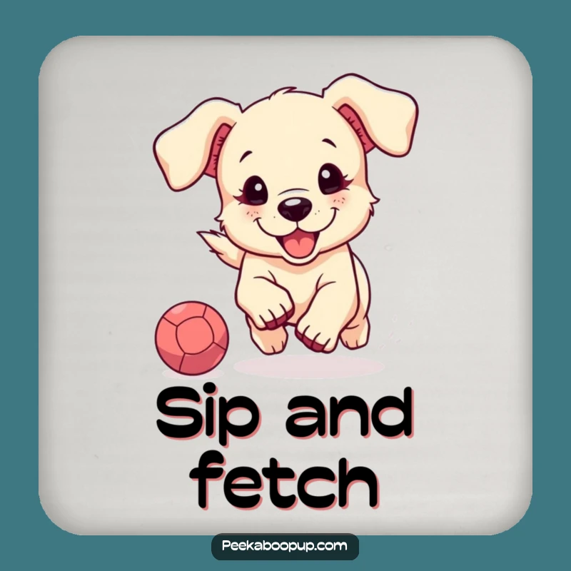 Funny Puppy Ball Game Coaster Set: Protect Surfaces with Cute Dog Art