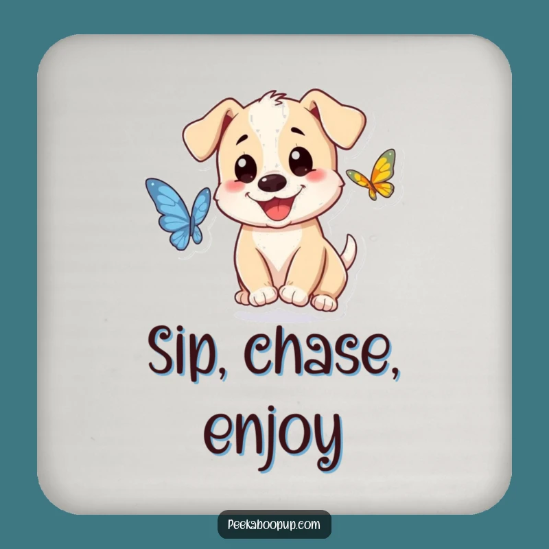 Funny Puppy Butterfly Drink Coaster: Protect Surfaces with Joyful Humor