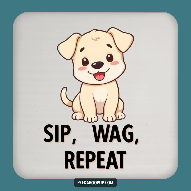 Funny Puppy Greeting Drink Coaster: Protect Surfaces with Hilarious Pup Welcome