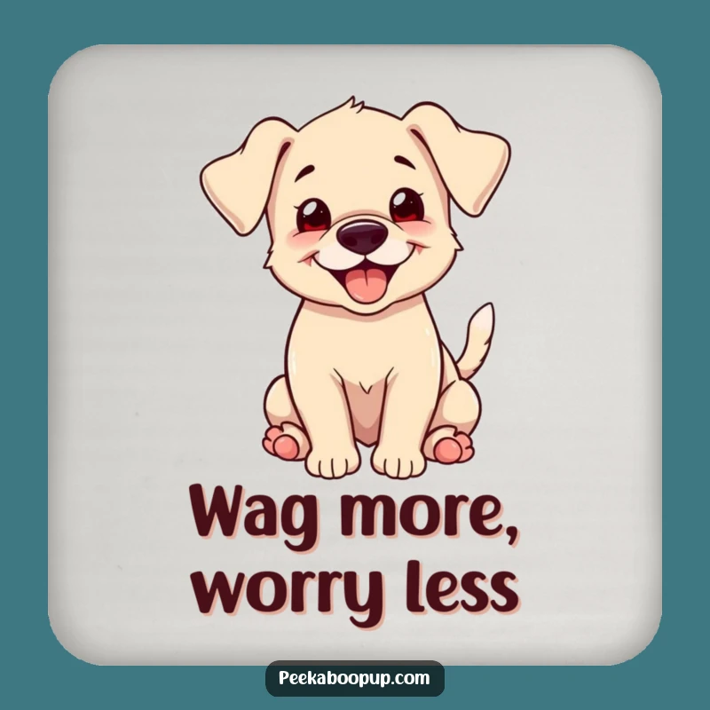Funny Puppy Wagging Coaster Set - Floppy Ears Grin Decor