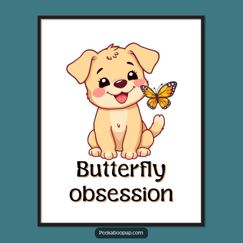 Funny Puppy Butterfly Poster: Bring Joyful Energy to Your Walls with This Art