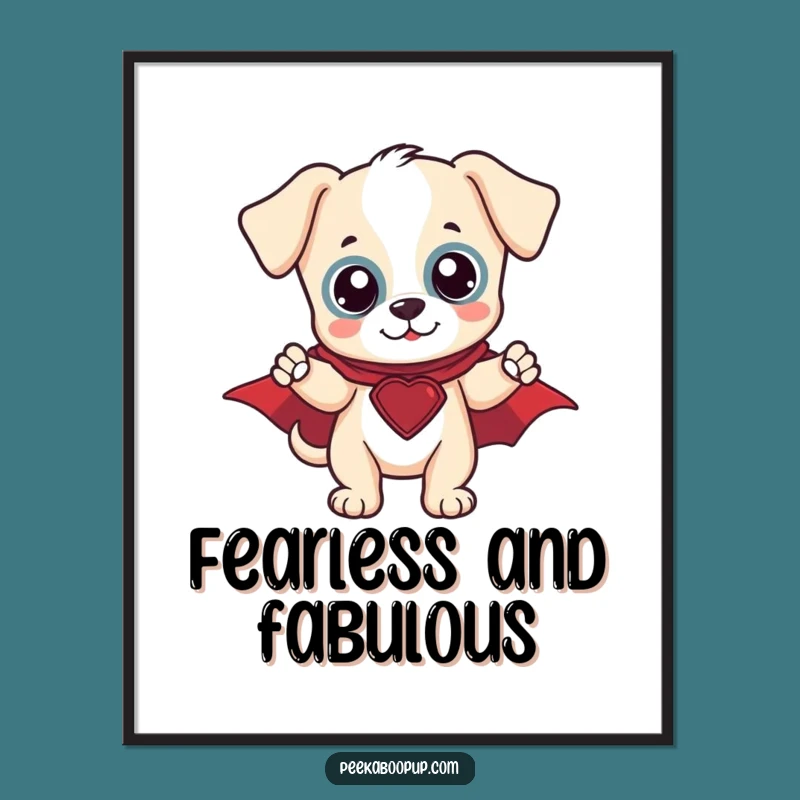 Funny Hero Puppy Poster: Adorable Super Dog Art for Wall Decor