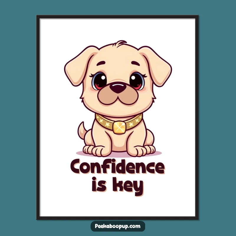 Funny Proud Puppy Sparkle Poster: Confident Wall Art for a Humorous Space