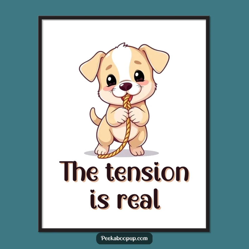Funny Puppy Tug Poster Print