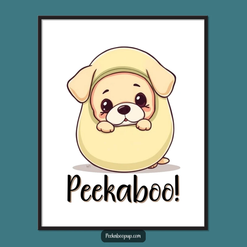 Funny Puppy Peeking Poster - Add Playful Surprise to Your Walls!