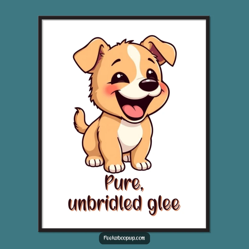 Funny Happy Puppy Poster: Joyful Art of a Barking Pup