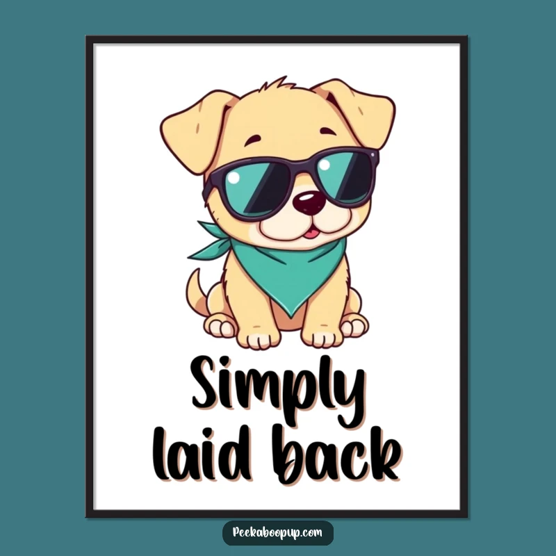 Funny Cool Puppy Sunglasses Poster, Trendy Wall Art for a Comedic Gift