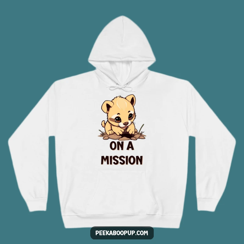 Cozy Funny Determined Puppy Hoodie - Warm Digging Dog Humorous Gift