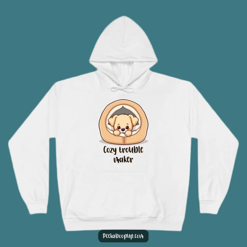 Funny Cozy Puppy Hoodie - Mischief Peek, Perfect Humorous Dog Gift!