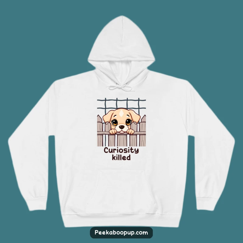 Cozy Funny Puppy Peeking Hoodie: Warm Apparel for Curious Dog Fans