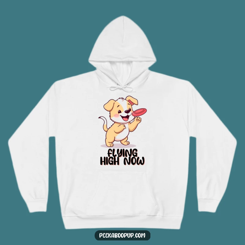 Cozy Funny Puppy Frisbee Hoodie: Warm Apparel for Energetic Dog Fans