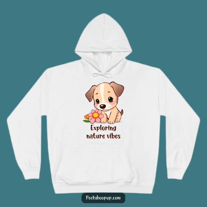 Funny Curious Puppy Hoodie - Flower Sniff, Perfect Humorous Dog Gift!