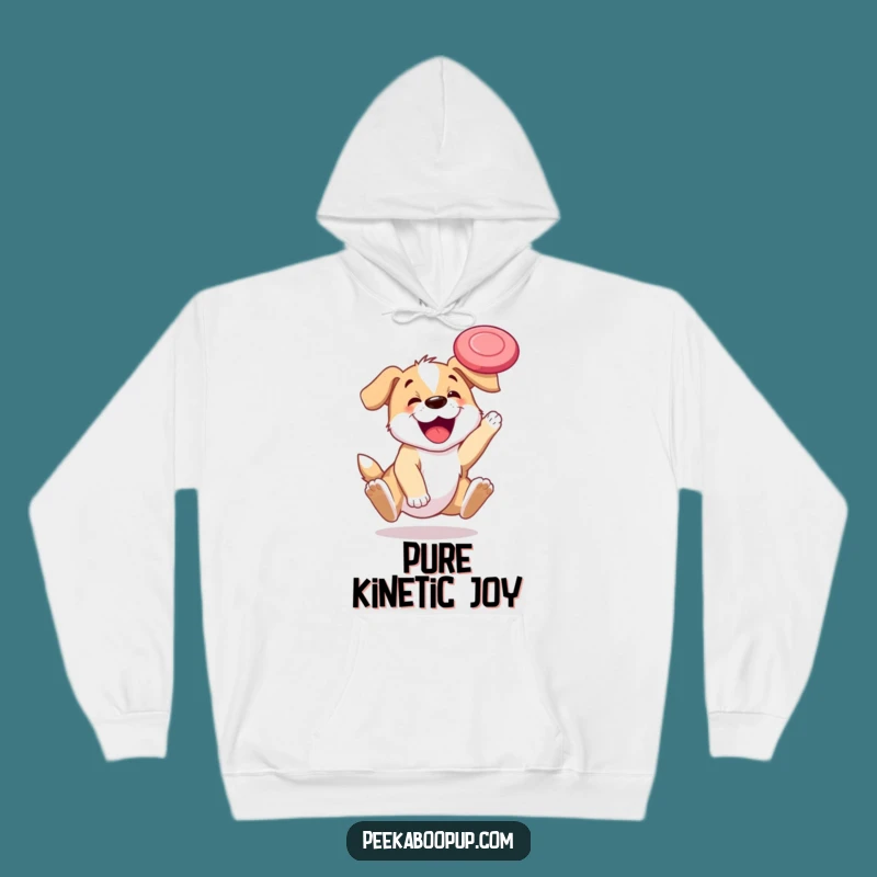 Funny Puppy Frisbee Catch Hoodie - Cozy & Hilarious Dog Gift!