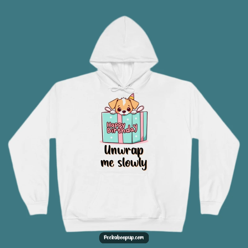 Funny Puppy Gift Hoodie: Peek-a-Boo Comfort, Cozy Surprise