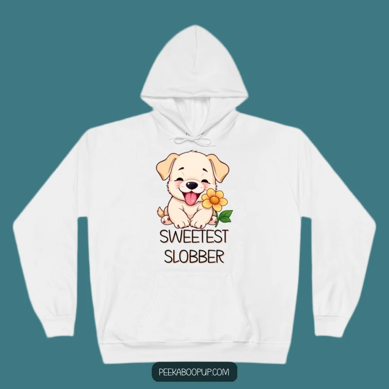 Funny Puppy Lick Hoodie - Cozy Comfort with a Flower Kiss