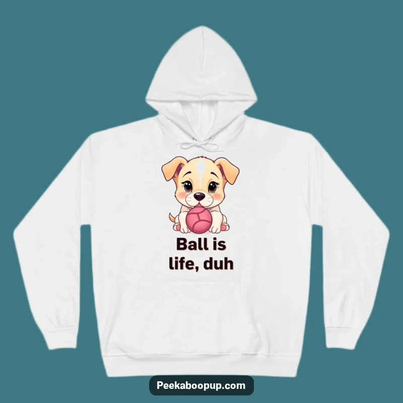 Funny Puppy Nudging Ball Hoodie: Cozy & Hilarious Dog Lover's Essential Gift