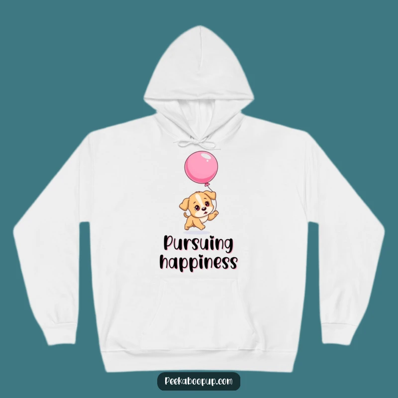 Cozy Funny Determined Puppy Balloon Hoodie, Warm and Comedic Gift for Go-Getters