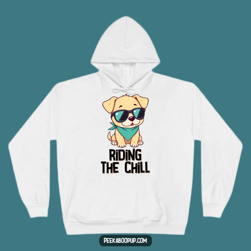 Cozy Funny Cool Puppy Sunglasses Hoodie, Warm and Comedic Gift for Chill Vibes