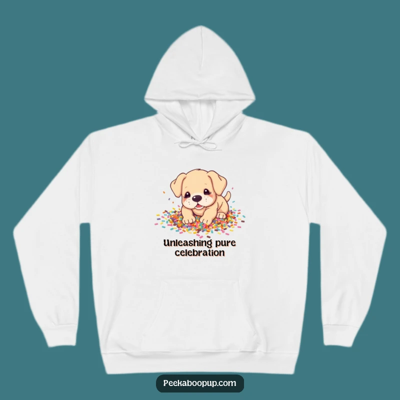 Cozy Funny Puppy Confetti Hoodie: Warm Your Soul with This Hilarious Dog Gift