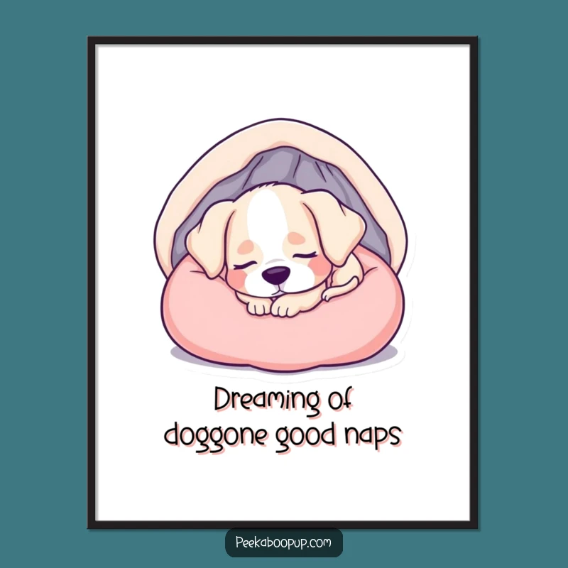 Free Printable Wall Art: Sleepy Puppy Bed - Funny Downloadable Art