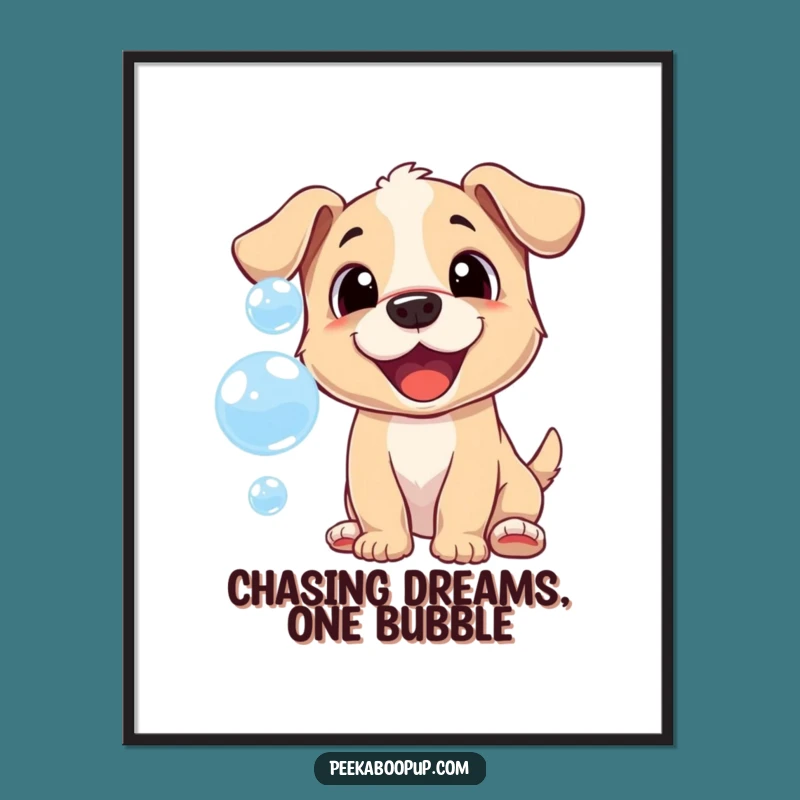 Free Printable Puppy Wall Art: Bubble Pup Decor Downloadable Gift