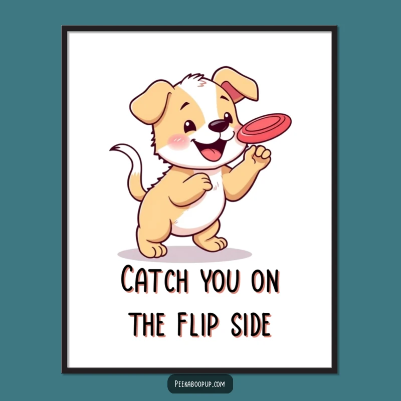 Free Printable Puppy Wall Art - Frisbee Catch Pal Downloadable Decor