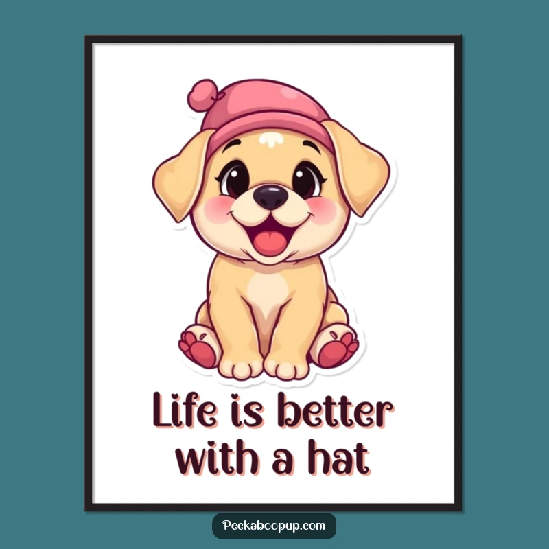 Free Printable Wall Art: Giggling Puppy, Funny Hat, Quirky Downloadable Decor!