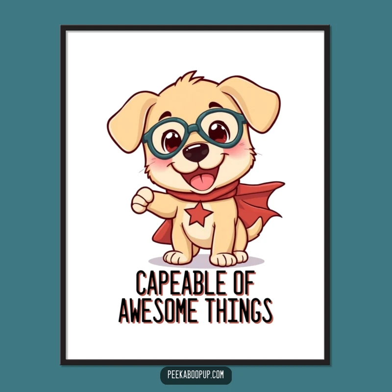 Free Printable Wall Art: Superhero Puppy Pose - Funny Downloadable Art
