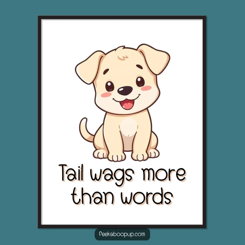 Free Printable Wall Art: Wagging Puppy Greeting, Cheerful Downloadable Decor