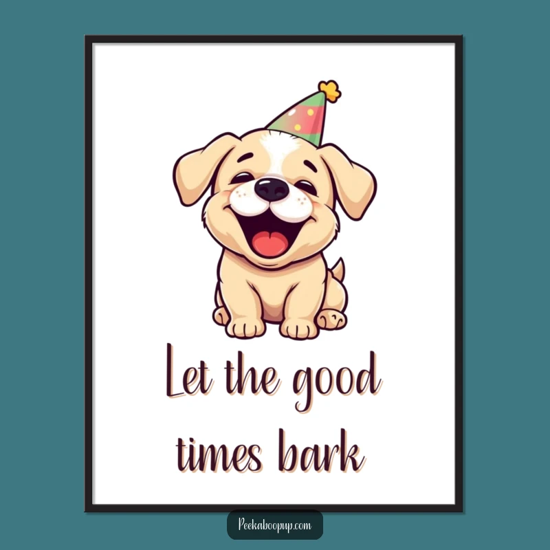 Free Printable Wall Art: Joyful Barking Puppy, Fun & Festive Animal Decor