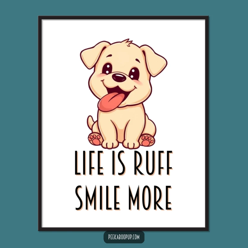 Free Printable Wall Art: Excited Puppy Tongue Out - Funny Downloadable Dog Decor