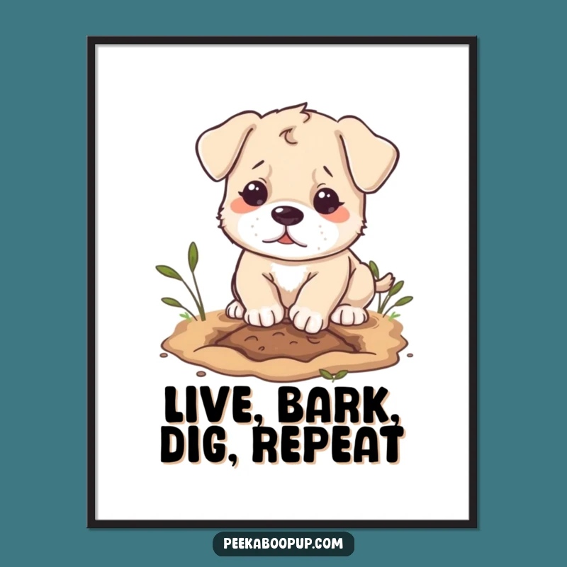 Free Printable Puppy Digging Wall Art - Funny Downloadable Gift