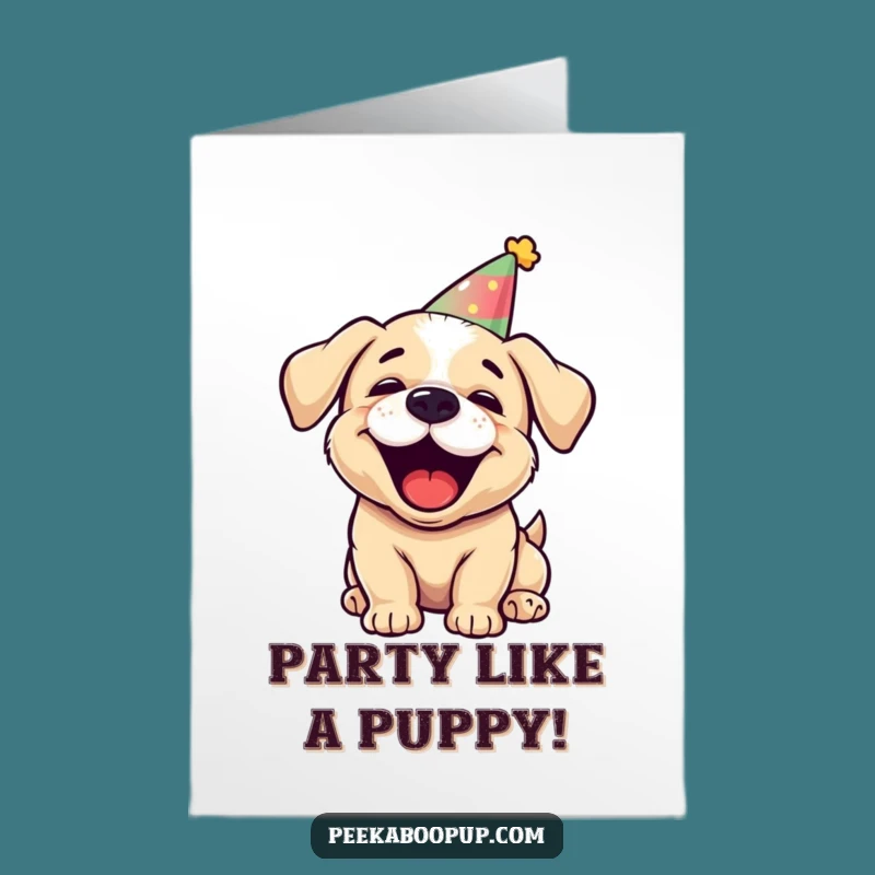 Free Printable Birthday Card: Joyful Puppy Barks Happy Birthday Wishes Loudly!
