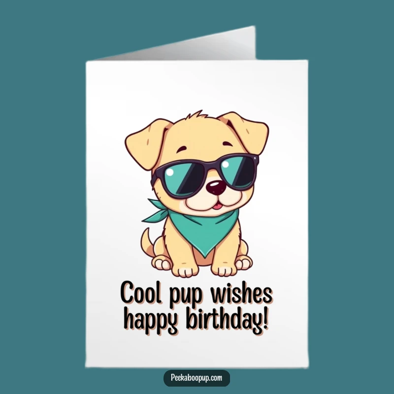 Free Printable Cool Puppy Birthday Card: Funny Relaxed Style Downloadable Gift