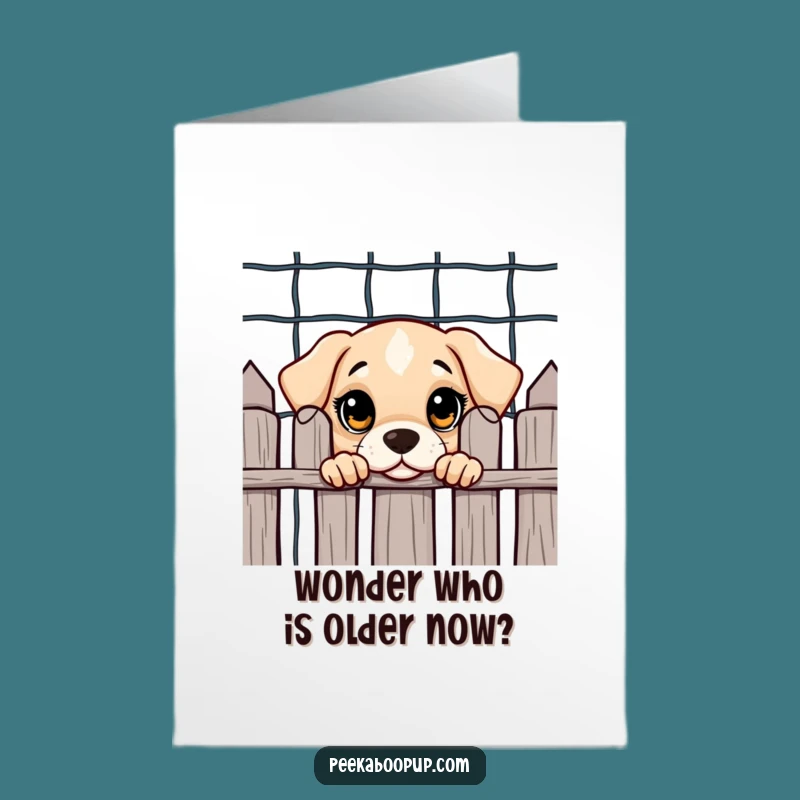 Free Printable Puppy Birthday Card - Curious Pup Peek Downloadable Gift
