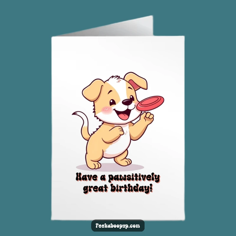 Free Printable Puppy Birthday Card - Frisbee Catch Pal Downloadable Gift