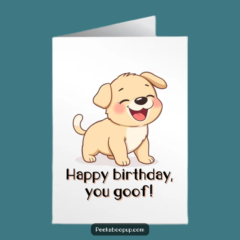 Free Printable Puppy Birthday Card: Giggling Puppy Tail Chase Funny Downloadable Gift
