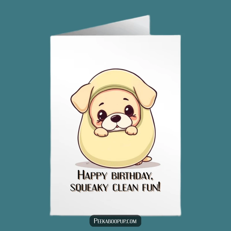 Free Printable Birthday Card: Puppy Peeking, Funny Toy, Downloadable Surprise!