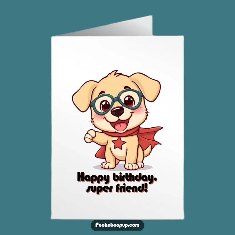 Free Printable Birthday Card: Superhero Puppy - Funny Downloadable Gift