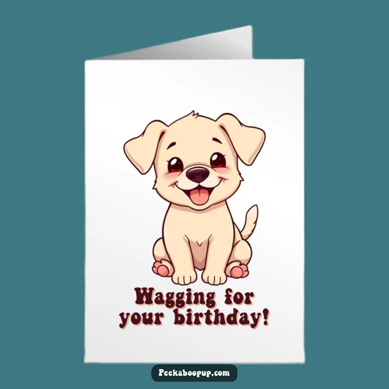 Free Printable Puppy Birthday Card: Wagging Tail Grin Downloadable Gift for Fun