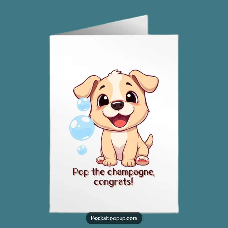 Free Printable Congrats Puppy Card: Bubble Pup Cheers Gift