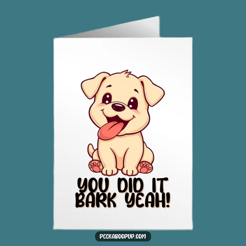 Free Printable Congratulations Card: Excited Puppy Tongue Out for Your Big Win