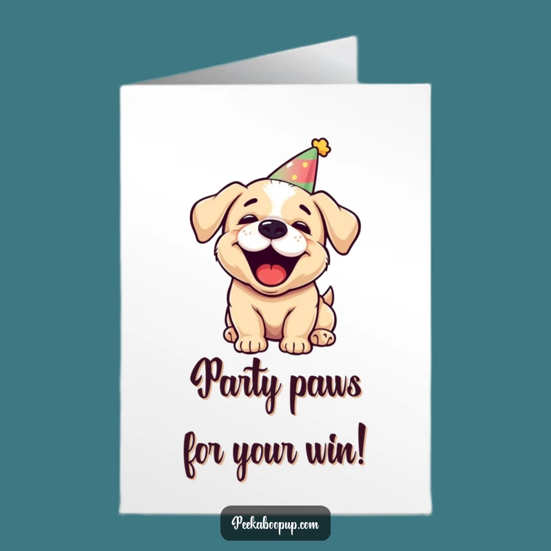 Free Printable Congratulations Card: Joyful Puppy Barks Cheers for Your Amazing Success!