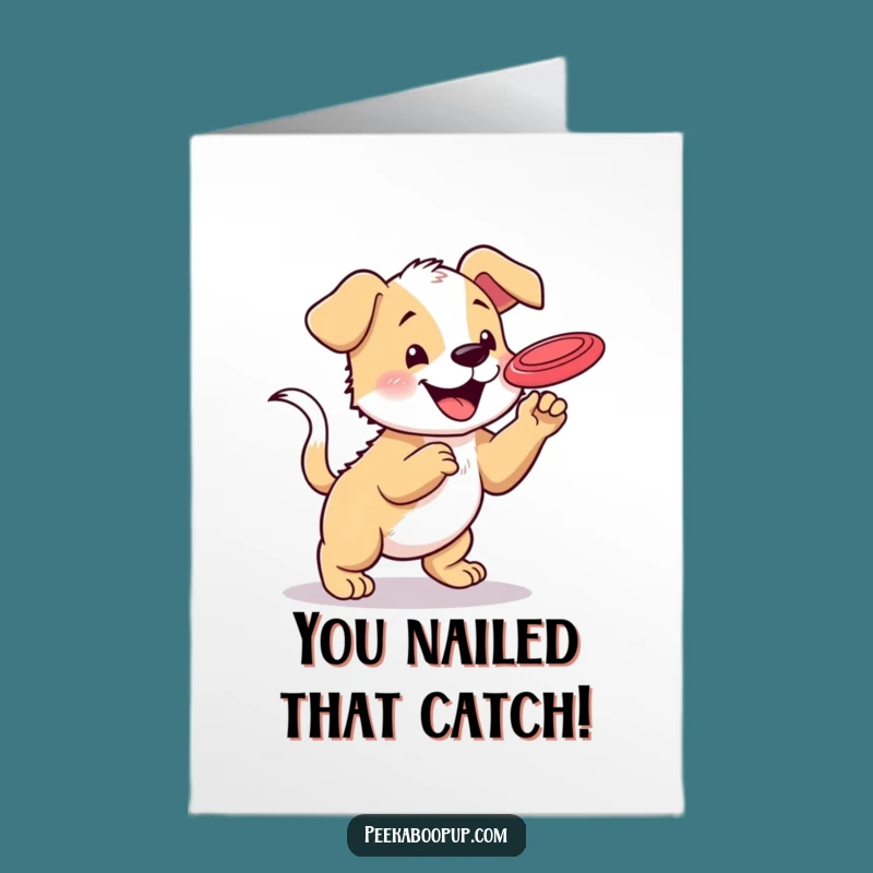 Free Printable Puppy Card - Frisbee Pup Congratulations Downloadable Gift