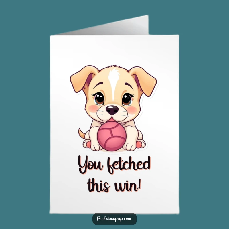 Free Printable Puppy Congrats Card: Funny Dog Nudging Ball, Great Downloadable Gift