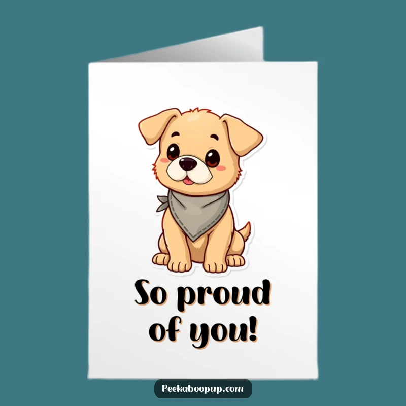 Free Printable Puppy Congrats Card: Proud Pup Bandana Celebration Downloadable Gift