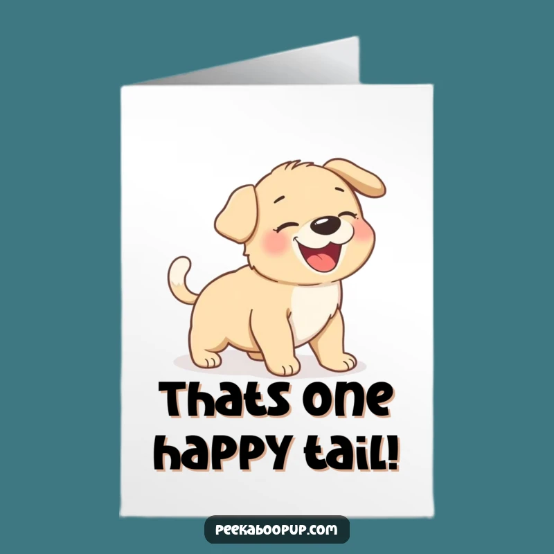 Free Printable Puppy Congrats Card: Puppy Tail Chase to Celebrate Downloadable Gift