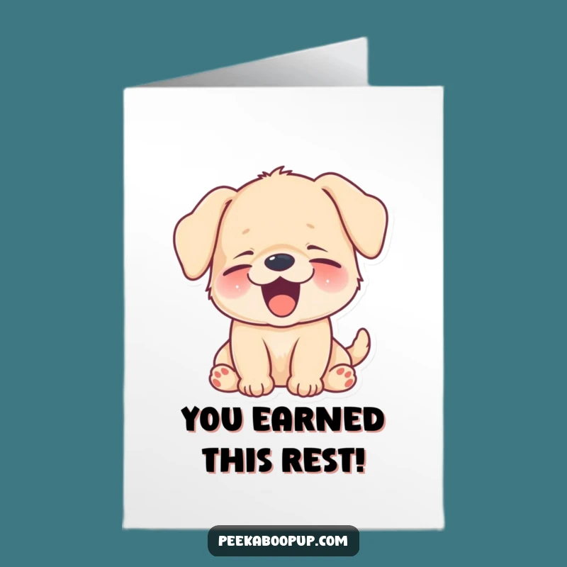 Free Printable Puppy Congrats Card: Sleepy Yawn Celebration Downloadable Gift
