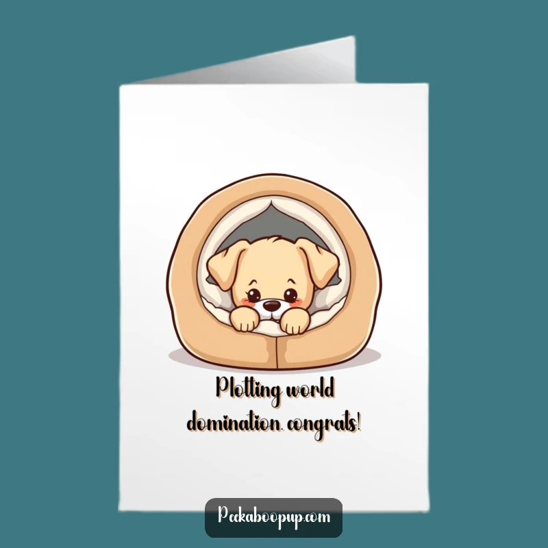 Free Printable Congratulations Card: Puppy's Mischief Celebrates Success, Downloadable Fun