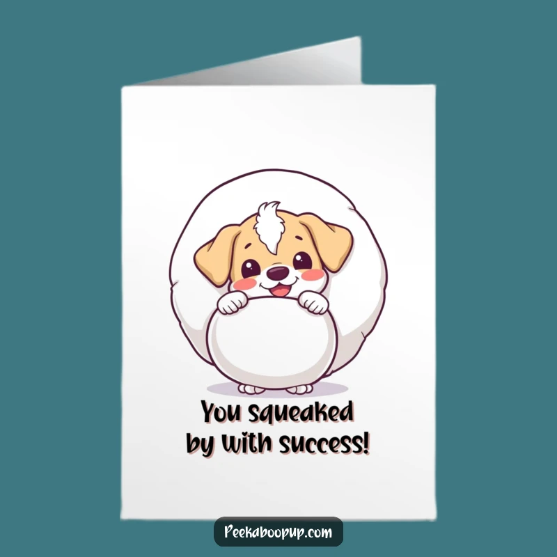 Free Printable Puppy Card: Toy Peek Congratulations Downloadable Gift for Joy